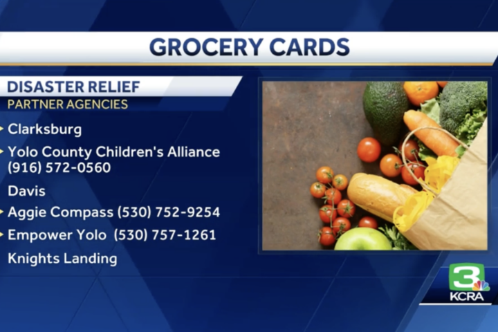 Grocery cards disaster relief Partner agencies Clarksburg YOLO county childrens alliance call 916 572 0560