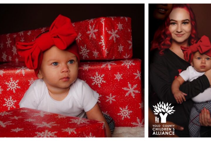 YOLO County Children's Alliance Christmas photos of child with mom